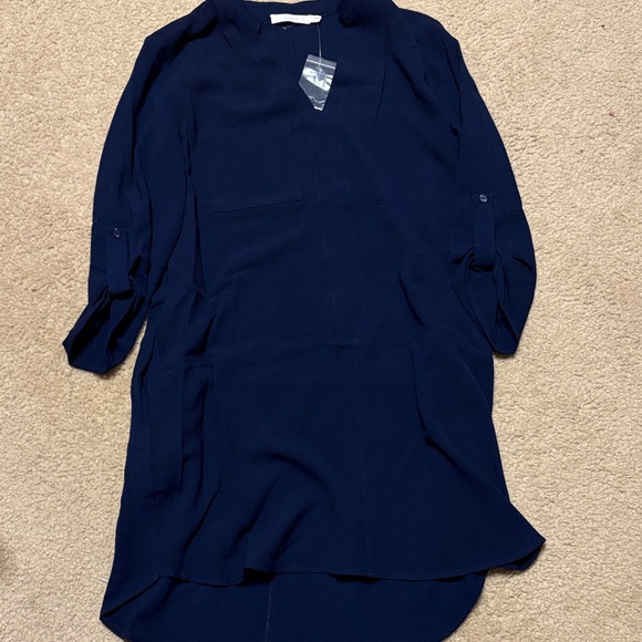 Lush Novak Split Neck 3/4 Sleeve Dress in Peacoat at Nordstrom Rack, Size Small - Picture 3 of 11